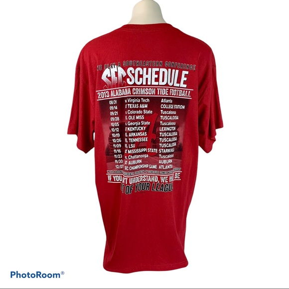 ALABAMA Crimson Roll Tide Football 2013 T-Shirt XL Schedule Graphics Unisex - Picture 4 of 9